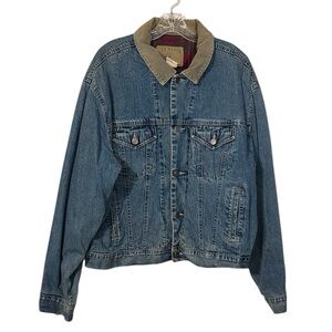 VTG Gap Denim Barn Jacket Chore Flannel Lined Men XL Corduroy Collar Trucker 90s